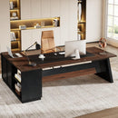 L-Shaped Executive Desk With File Cabinet & Drawers, Large Home Office Computer Workstation by HouseOfZazla