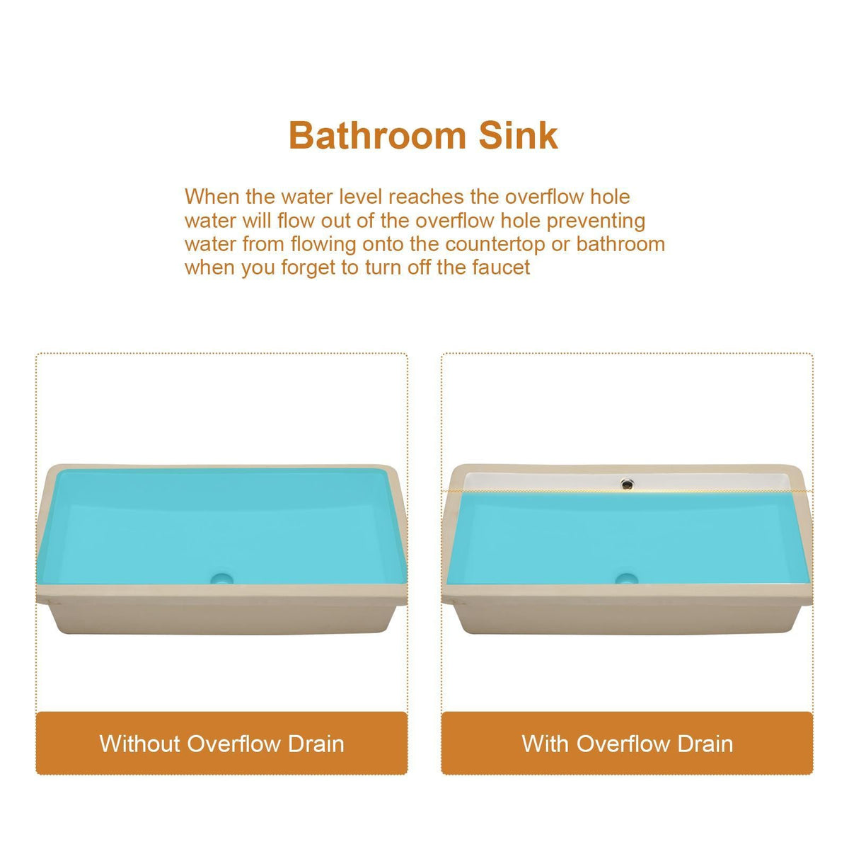 Modern Rectangular Undermount Bathroom Sink With Overflow Ceramic, photo 16 of 20
