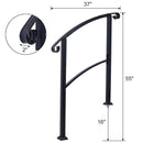 Handrails For Outdoor Steps, Fit 1 Or 3 Steps Outdoor Stair Railing, Flexible Front Porch Hand Rail, Transitional Handrails For Concrete Steps Or Wooden Stairs - Black by HouseOfZazla