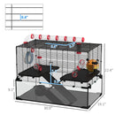 31" Extra Large Hamster Cage with Tube Tunnel, Small Animal Cage for Dwarf Hamster, Rat, Gerbil Cage with Deep Glass Bottom, Water Bottle, Food Dish, Exercise Wheel, Ramps