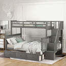 Stairway Bunk Bed With Storage And Guard Rail For Bedroom by Unique Piece Furniture