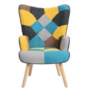 Accent Chair with Ottoman, Living Room Chair and Ottoman Set, Comfy Side Armchair for Bedroom, Creative Splicing Cloth Surface