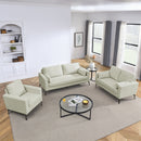 3 Piece Living Room Sofa Set, including 3-Seater Sofa, Loveseat and Sofa Chair, with Two Small Pillows, Corduroy Beige