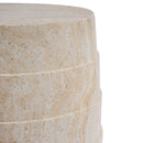Modern Cylindrical Travertine-Look MGO Outdoor Side Table