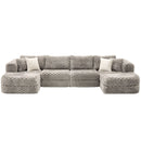 Modular Sectional Sofa, Boneless Couch With 2 Movable Ottomans by HouseOfZazla