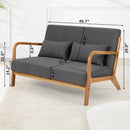 Leisure Chair With Solid Wood Armrest And Feet, Mid-Century Modern Accent Sofa, 2 Seat by HouseOfZazla