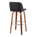 Toriano - Mid Century Modern Fixed Height, Barstool With Swivel With Round Footrest (Set of 2) by HouseOfZazla