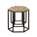 2 Piece Nesting Table With Hexagon Base - Brown