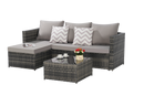 2 Pieces Patio Furniture Set with Woven Sectional and Ottoman