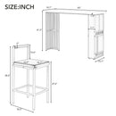 7-Piece Multi-Functional Modern Counter Height Dining Bar Table Set with Open Shelves and 6 Upholstered Stools for Dining Room, Bar and Cafe (White and Blue)