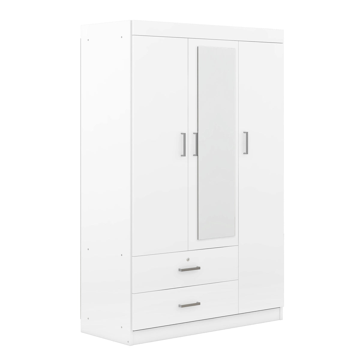 3-Door Mirror Wardrobe with Shelves, White, photo 10 of 10