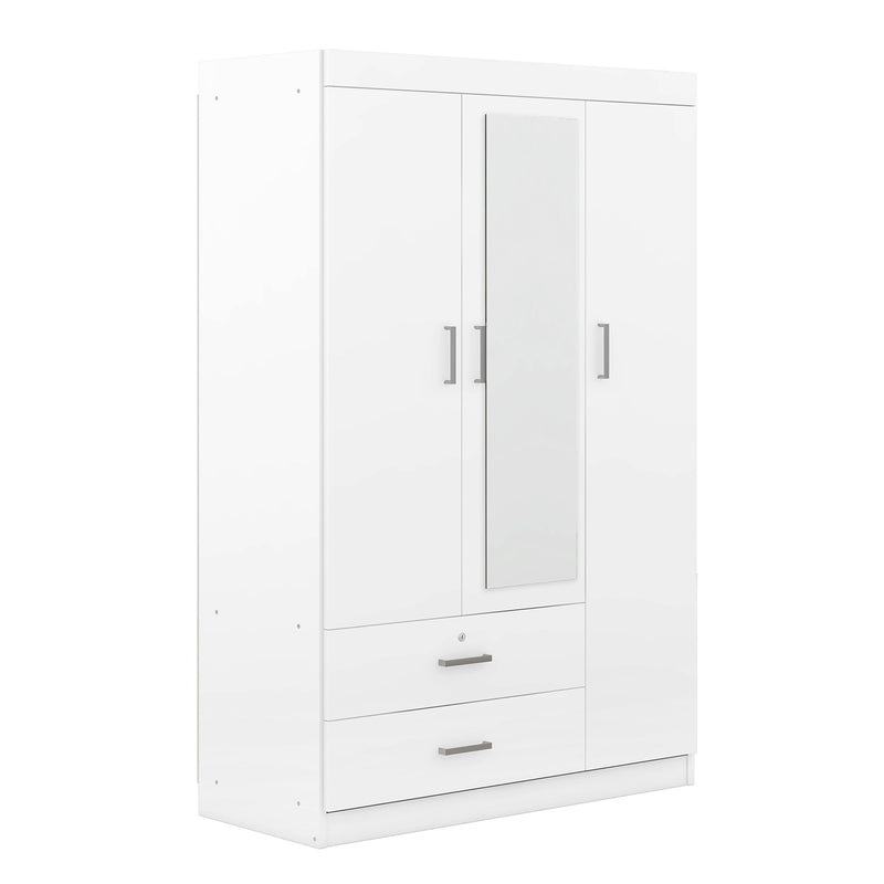 3-Door Mirror Wardrobe with Shelves, White, photo 10 of 10