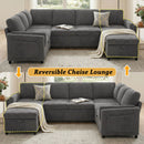 Convertible U-Shaped Sectional Sofa Bed With USB Ports And Storage by HouseOfZazla