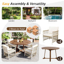 TOPMAX Modern 5-Piece Patio Extendable Wooden Dining Table Set, 12inch Butterfly Leaf Foldable Round Kitchen Table Set with 4 Rattan Arm Chairs for Backyard,Balcony, Garden, Poolside, Natural