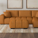 Inverness - Rectangular Upholstered Tufted Ottoman - Orange by HouseOfZazla