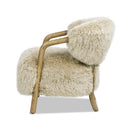 Becker - Rustic Oak Sheepskin Upholstered Accent Arm Chair - Taupe Beige by HouseOfZazla