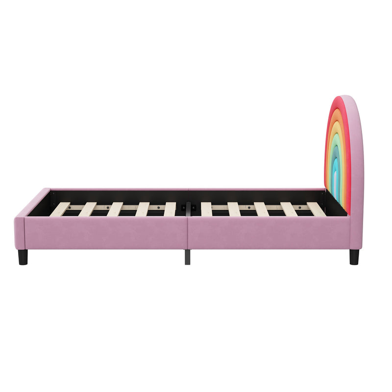 Walker Edison | Rainbow Design Upholstered Twin Platform Bed