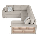 U-Shaped Sectional Sofa Pull-Out Sofa Bed With Two USB Ports, A Storage Chaise Lounge And Four Back Pillows For Living Room by HouseOfZazla