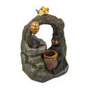 Decorative Two Tiered Water Fountain With Woodland Animal Design, Outdoor Fountain With Light And Pump - Dark Gray by HouseOfZazla