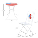 3 Piece Patio Bistro Set, Folding Outdoor Furniture with USA Mosaic Table and Chairs, Portable Metal Frames for 4th of July, Balcony, Backyard, Poolside, Porch, American Flag