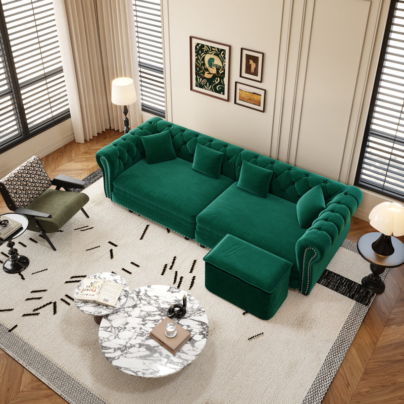 Chesterfield 3-in-1 Pull-Out Sofa Bed - Green, photo 3 of 10