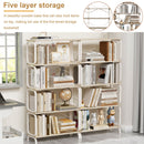 5 Tier Industrial Bookshelf, Tall Bookcase With Open Design, Vintage Storage Organizer by HouseOfZazla