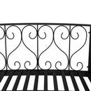 7' Metal Arch Garden Bridge with Safety Siderails, Decorative Arc Footbridge with Delicate Scrollwork "S" Motifs for Backyard Creek, Stream, Fish Pond, Black