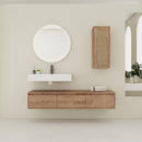 Modern Imitative Wall Mounted Bathroom Vanity With Resin Sink And Side Cabinet by HouseOfZazla
