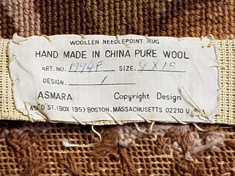 7' 7" x 9' 8" Needlepoint Rug Floral Beige Flat Weave Carpet 8x10 Handmade New Area Rug