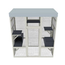 62.6' Gray Wooden Catio Outdoor Pet Enclosure with Waterproof Top, Spacious and Secure Cat House & Small Animal Cage, Black Rust-proof Metal Wire