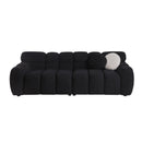 87.4 length, 35.83" deepth, human body structure for USA people, marshmallow sofa,boucle sofa, 3 seater, black BOUCLE