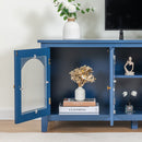 71-inchstylishTVcabinet Entertainment CenterTV stand,TVConsoleTable, Media Console,solidwood frame,Changhong glass door,Metal handle,antique blue,canbeplacedin the children's room,bedroom Living Room
