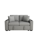 Modern 2 Seater Loveseat Sofa With Pull-Out Bed, Fabric, Built-In USB Ports & Cup Holders by Unique Piece Furniture