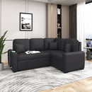 87.4"Sectional Sleeper Sofa with USB Charging Port and Plug Outlet,Pull-Out Sofa Bed with 3 Pillows, L-Shape Chaise for Living Room Small Apartment,Black