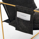 2 Sets 1 Case, Upholstered Hanging Armchair with Arm PocketsMetal frame, gold-plated craftsmanship, crushed foam cushions and skin-friendly woven fabric for living room and bedroom. Dark Gray