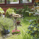 Outsunny 28" Antique Bronze Bird Bath with Pedestal Flower Planter Base