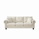 3 Seater Sofa With Tufted Upholstery, Rolled Arms, Nailhead Trim by Unique Piece Furniture