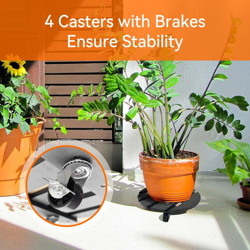 6-Pack 12" Round Plant Stand with 360° Lockable Caster Wheels, photo 7 of 8