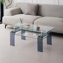 Modern Tempered Glass Coffee Table With 2 Tier Storage For Living Room by Unique Piece Furniture