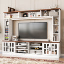 Wall Unit Entertainment Center With Bookshelves For TVs Up To 80", Tempered Glass Doors And Adjustable Shelves by HouseOfZazla