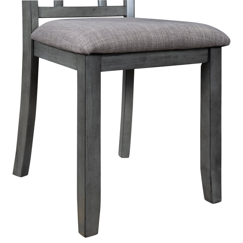 6 Piece Wooden Dining Table set, Kitchen Table set with 4 Chairs and Bench, Farmhouse Rustic Style,Gray