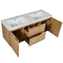 Double Sink Bathroom Vanity Soft Close Doors, Divided Drawers, Wall Mounted - Wood by HouseOfZazla