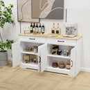 55.91" Large Farmhouse Buffet Cabinet Storage Sideboard with 2 Drawers and 4 Doors for Dining Living Room Kitchen Cupboard-White
