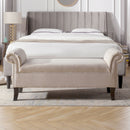 Kathy - Roll Arm Entryway Accent Bench - Sky Neutral Beige by HouseOfZazla