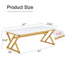 A modern minimalist style white marble patterned coffee table with golden metal legs. Computer desk. Game table. Tea table. CT-XX