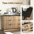 Modern 6 Drawer Cabinet With Metal Rounded Corners And Exquisite Handles Multi Functional Storage - Natural Wood by HouseOfZazla
