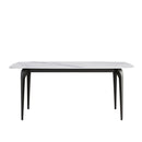 70.87" Modern Artificial Stone Curved Black Metal Leg Dining Table, Can Accommodate 6-8 People - White / Black by Unique Piece Furniture