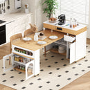 Extendable Dining Table With Folding Top, Rolling Kitchen Island With Drawers And Power Outlet by HouseOfZazla