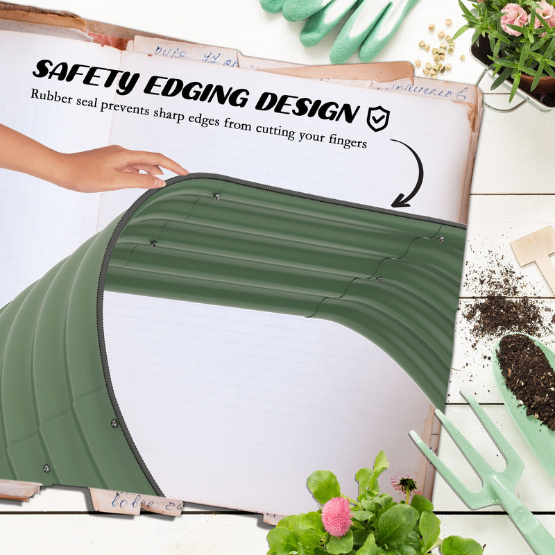 3-Tier Galvanized Steel Raised Garden Bed Kit, 62.25" x 43" x 32.25", 3 Combining Planter Boxes with Rubber Strip Edging, Open Bottom for Backyard, Garden, Patio, Green