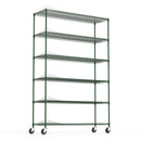 6 Tier Wire Shelving Unit, 6000 LBS NSF Height Adjustable Metal Garage Storage Shelves with Wheels, Heavy Duty Storage Wire Rack Metal Shelves - Green
